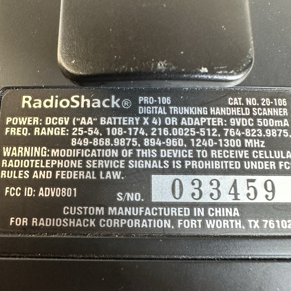 Radio Shack Pro-106 Digital Trunking Handheld Scanner 20-106 **needs Antenna - Picture 3 of 7